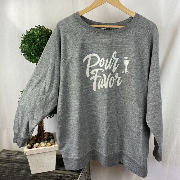 Wildfox Gray Pour Favor Long Sleeve Sweatshirt L - Picture 2 of 6